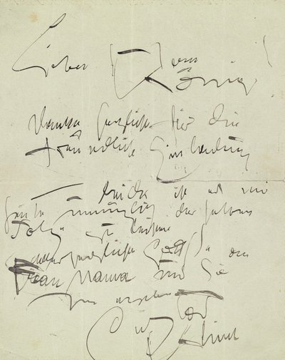 Brief Gustav Klimt aan Ludwig M. König door Gustav Klimt